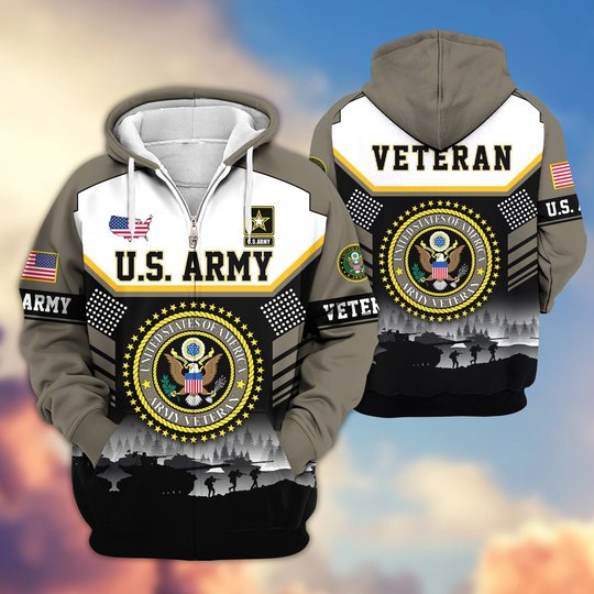 Premium US Veteran Zip Up Hoodie BTTN291022, Gifts For US Veterans, Gifts For Veterans Day.