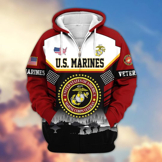 Premium US Veteran Zip Up Hoodie BTTN291022, Gifts For US Veterans, Gifts For Veterans Day.