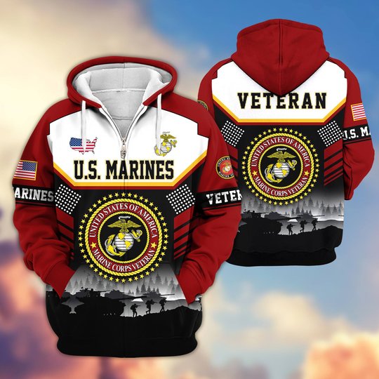 Premium US Veteran Zip Up Hoodie BTTN291022, Gifts For US Veterans, Gifts For Veterans Day.