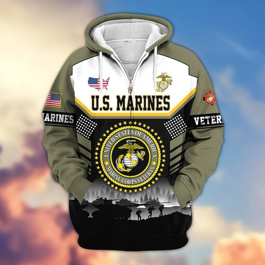 Premium US Veteran Zip Up Hoodie BTTN291022, Gifts For US Veterans, Gifts For Veterans Day.