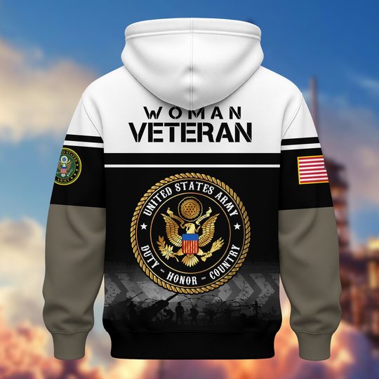 Premium US Woman Veteran Zip Up Hoodie DPVC301001, Gifts For US Woman Veterans, Gifts For Veterans Day.