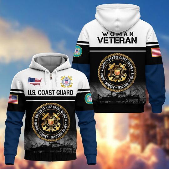 Premium US Woman Veteran Zip Up Hoodie DPVC301001, Gifts For US Woman Veterans, Gifts For Veterans Day.