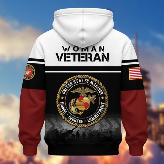 Premium US Woman Veteran Zip Up Hoodie DPVC301001, Gifts For US Woman Veterans, Gifts For Veterans Day.