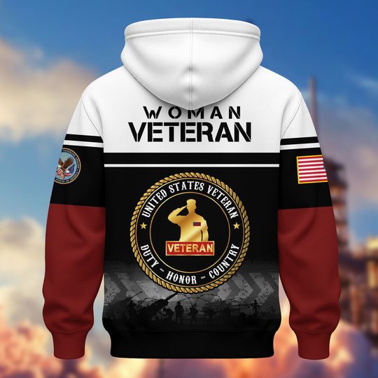 Premium US Woman Veteran Zip Up Hoodie DPVC301001, Gifts For US Woman Veterans, Gifts For Veterans Day.