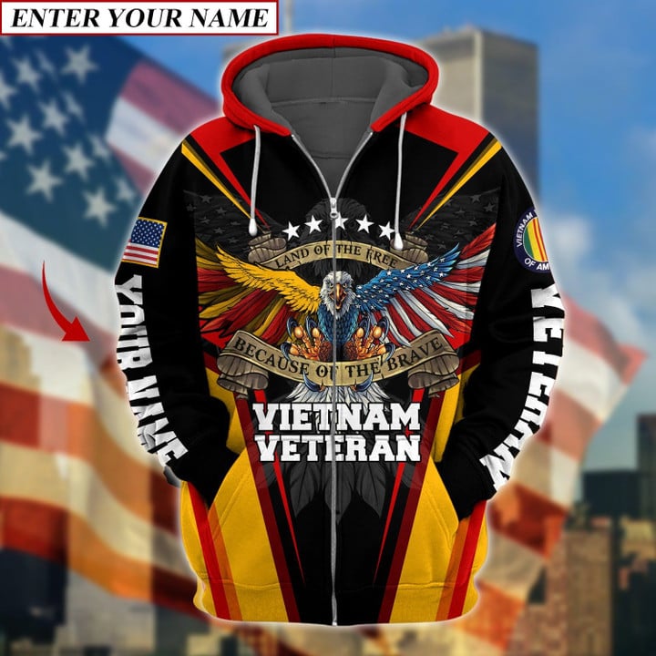 Unique Custom Name Land Of The Free Vietnam Veteran Hoodie TVN091004