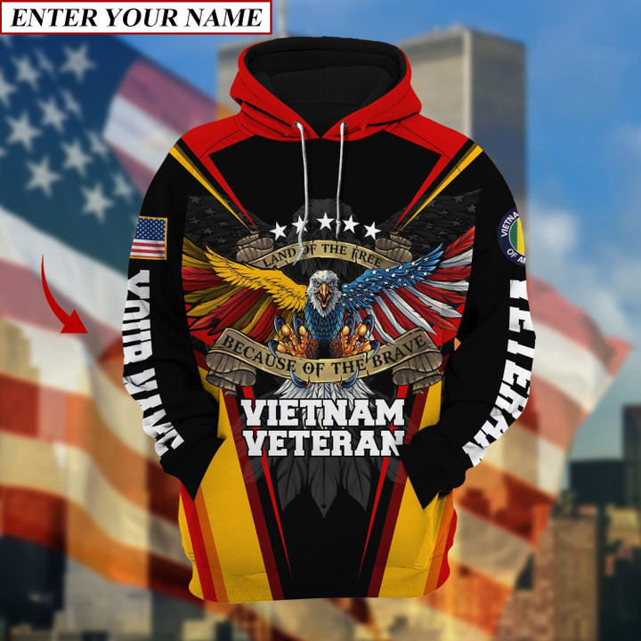 Unique Custem Personalized Name Land Of The Free Vietnam Veteran Hoodie TVN091004