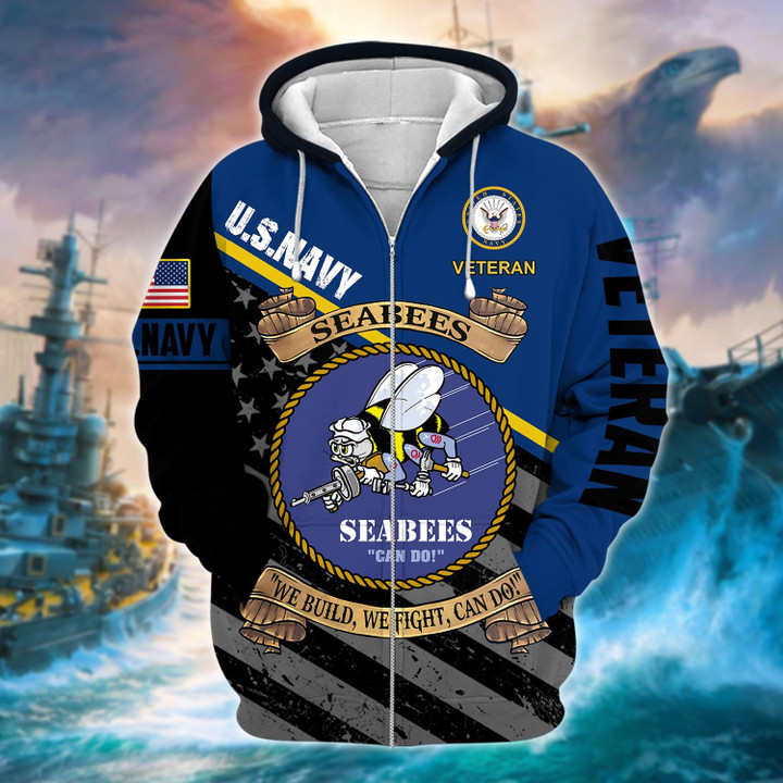 Premium SEABEES We Build We Fight Can Do Zip Hoodie PVC011201