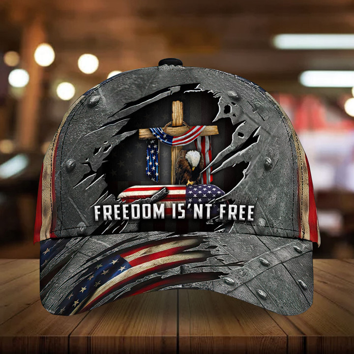 Freedom Isnt Free Men's Veteran Cap U.S Iron Pattern