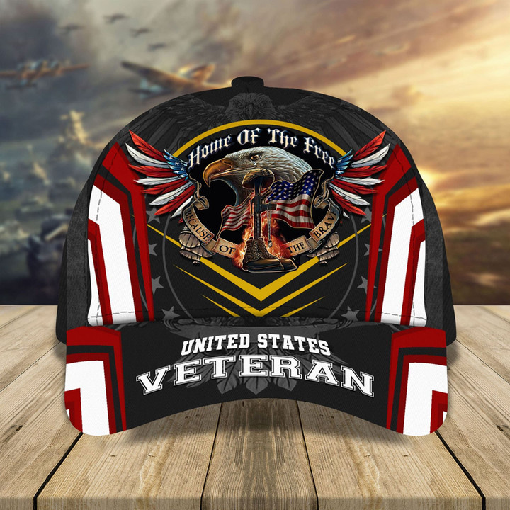 Premium Home Of The Free Veteran Cap Multicolor Personalized