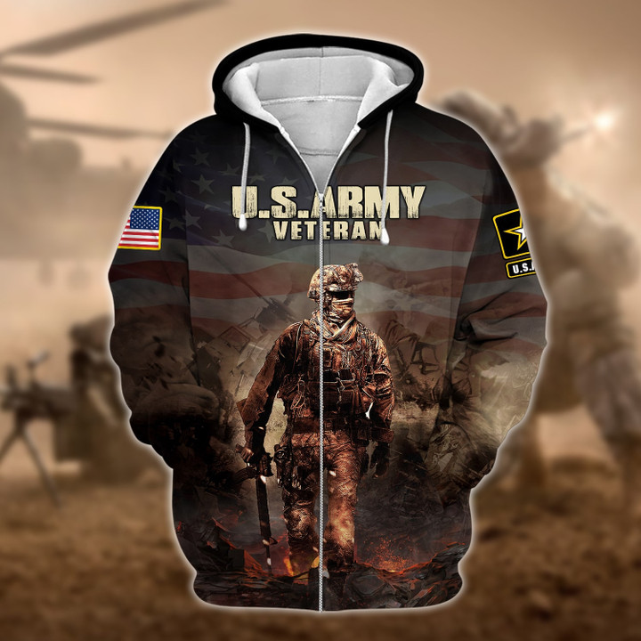 Premium U.S. Army Veteran Zip Hoodie PVC201202