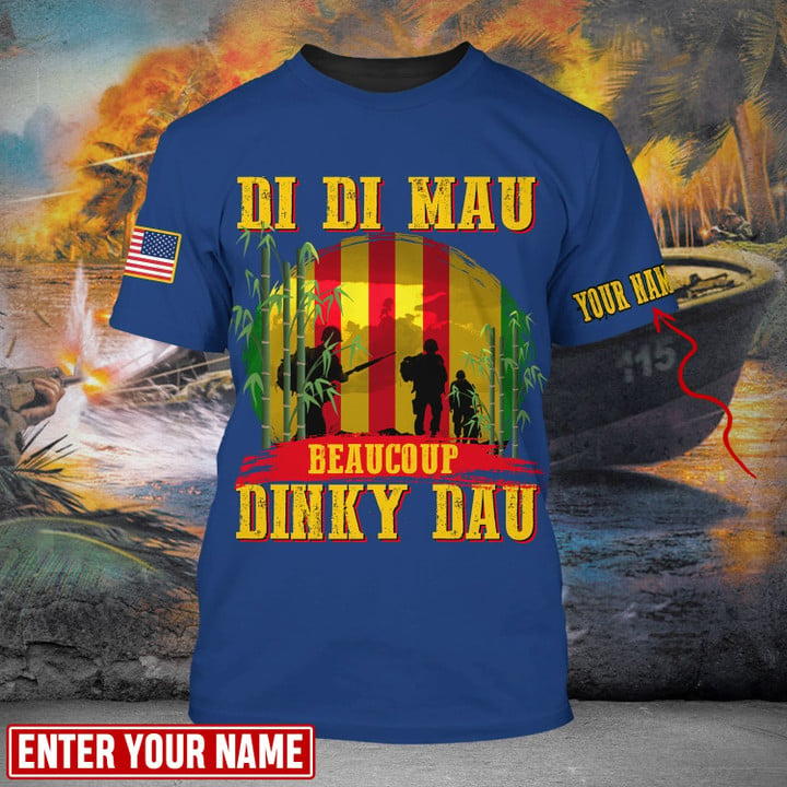 Personalised Multicolor Di Di Mau Dinky Dau Vietnam Veteran T-shirt TVN170103