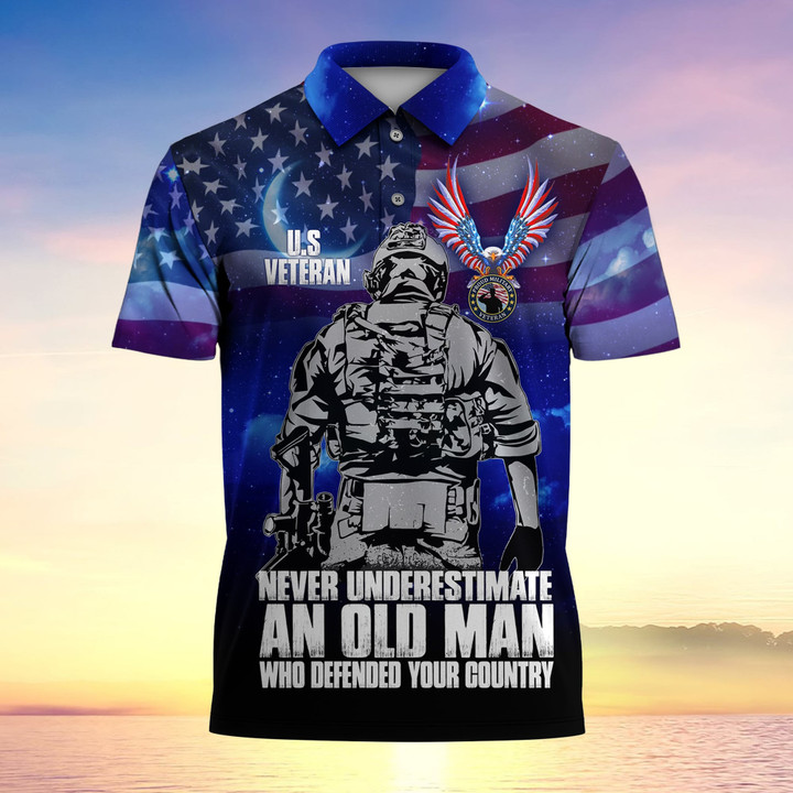 Never Underestimate An Old Man Who Defended Your Country Multiservice Polo MH080603-2