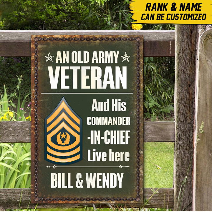 Premium Personalised An Old Veteran Live Here U.S Veteran Metal Sign NPVC010803