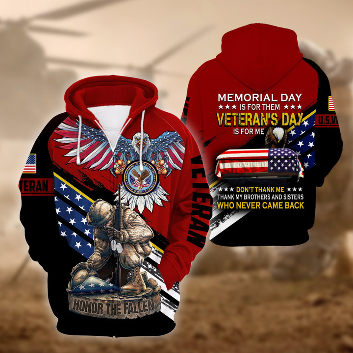 Premium Memorial Day Is For Them US Veteran Zip Hoodie NPVC261002
