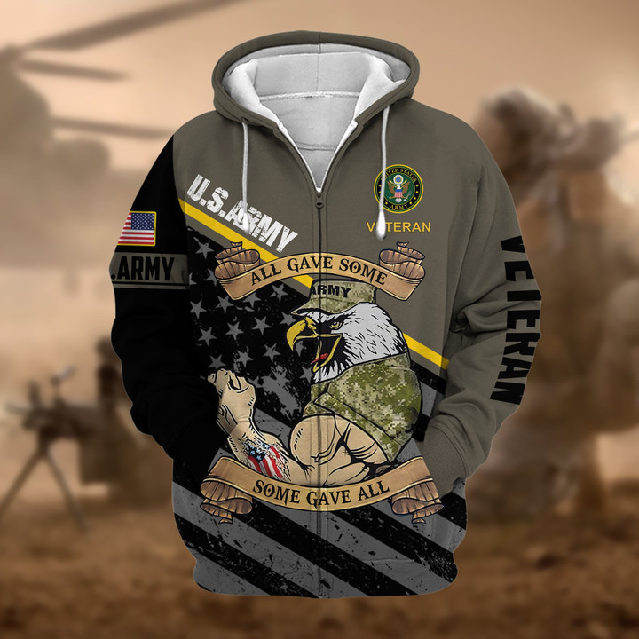 Premium Multiple US Military Services Veteran Zip Hoodie PVC271003
