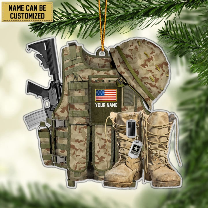 Premium Personalized Military Uniform US Veteran Ornament APVC260901