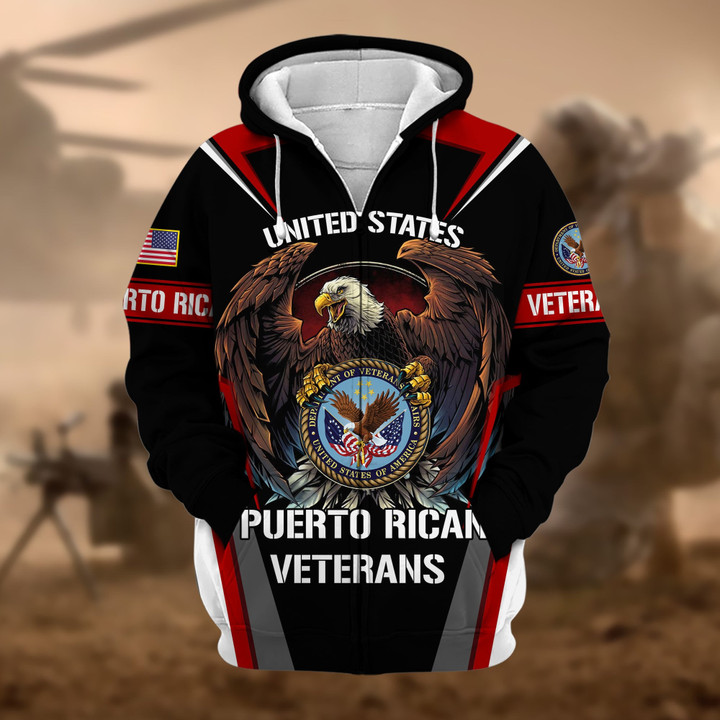 Premium US Puerto Rican Veterans Zip Hoodie APVC011110