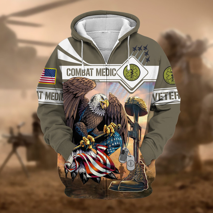 Premium Combat Medic Veteran Zip Hoodie APVC041210