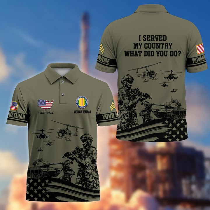 Premium Custom Vietnam Veteran Polo Shirt VPVC205906, Gifts for Vietnam Veteran, Gifts For Dad, Gifts On Father's Day, Independence Day, Veterans Day.