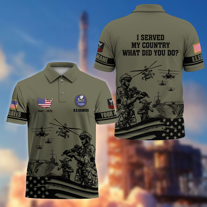 Premium Custom US Seabees Veteran Polo Shirt VPVC205909, Gifts for Seabees Veteran, Gifts For Dad, Gifts On Father's Day, Independence Day, Veterans Day.