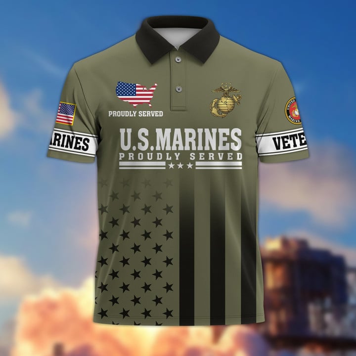 Premium USMC Polo Shirt VPVC206411, Gifts for Marine Veteran, Gifts For Dad, Gifts On Father's Day, Independence Day, Veterans Day.