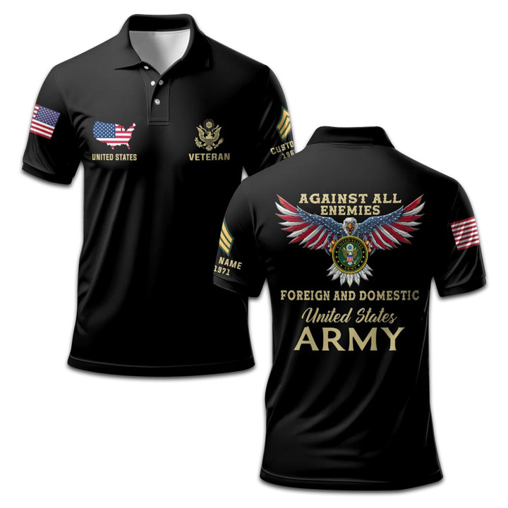 Premium Custom US Army Polo Shirt VPVC207201, Gifts for Army Veteran, Gifts For Dad, Gifts On Father's Day, Independence Day, Veterans Day.