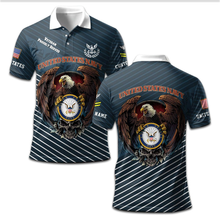 Premium Custom US Navy Polo Shirt VPVC207502, Gifts for Navy Veteran, Gifts On Father's Day, Independence Day, Veterans Day.