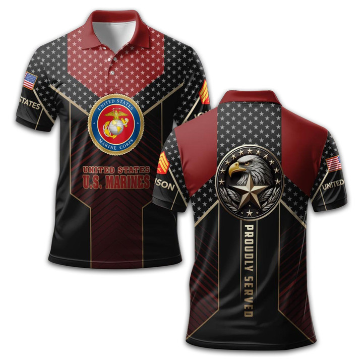 Premium Custom USMC Polo Shirt VPVC209103, Gifts For Marine Veteran, Gifts For Dad, For Husband, Best Gifts On Father's Day, Armed Forces Day, Independence Day, Veterans Day.