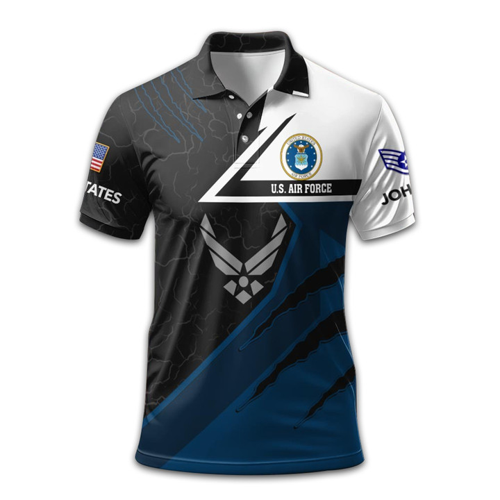 Premium Custom USAF Polo Shirt VPVC210604, Gifts For Air Force Veteran, Best Gifts On Father's Day, Armed Forces Day, Independence Day, Veterans Day.