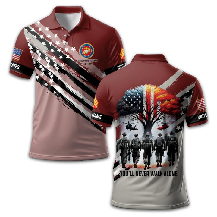 Premium Custom USMC Polo Shirt VPVC211108, Gifts For Marine Veteran, Best Gifts On Father's Day, Armed Forces Day, Independence Day, Veterans Day.