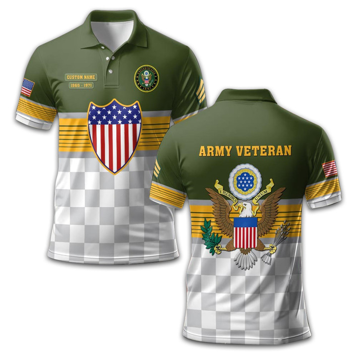 Premium US Army Polo Shirt VPVC211206, Custom Name, Rank, Year, Gifts For Army Veteran, Best Gifts On Father's Day, Armed Forces Day, Independence Day, Veterans Day.