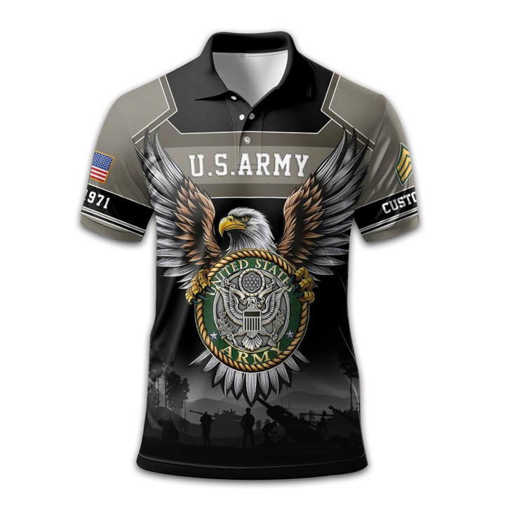 Premium US Army Polo Shirt VPVC211501, Custom Name, Rank, Year, Gifts For Army Veteran, Best Gifts On Father's Day, Armed Forces Day, Independence Day, Veterans Day.