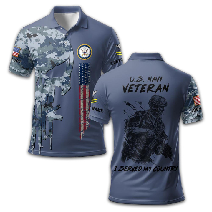 Premium US Navy Polo Shirt VPVC212002, Custom Name, Rank, Year, Gifts For Navy Veteran, Best Gifts On Father's Day, Armed Forces Day, Independence Day, Veterans Day.