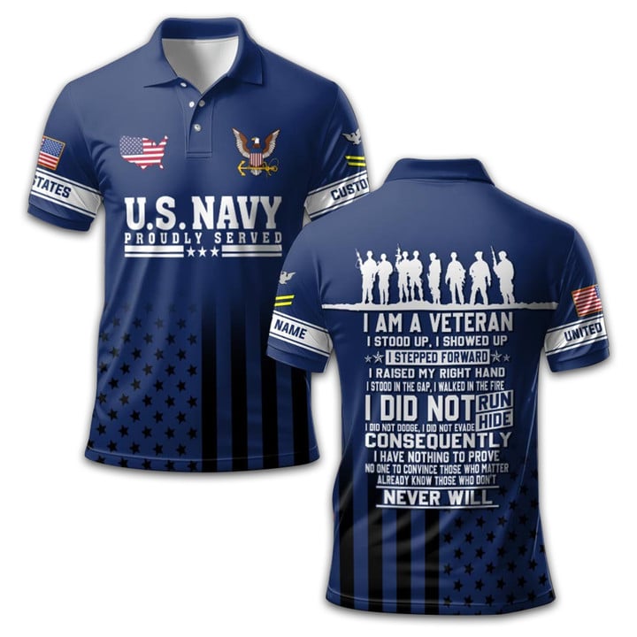 Premium US Navy Polo Shirt VPVC213207, Custom Name, Rank Gifts For Navy Veteran, Best Gifts On Father's Day, Armed Forces Day, Independence Day, Veterans Day.