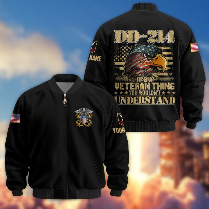 Premium Custom US Navy Veteran Bomber Jacket VPVC803802, Gifts For US Navy Veteran, Gifts On Father's Day, Veterans Day.