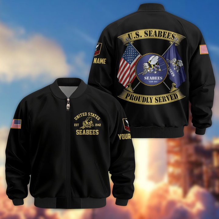 Premium Custom US Seabees Bomber Jacket VPVC804109, Gifts For Seabees Veteran, Gifts On Father's Day, Veterans Day.