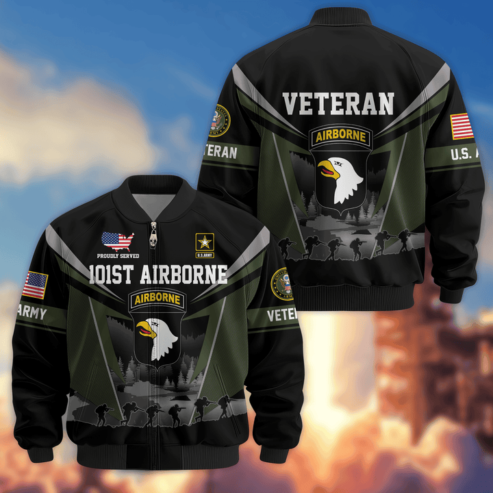 Premium Custom 101st Airborne Bomber Jacket VPVC800265, Waterproof Windbreaker Coat, Army Veteran Gift, Veterans Day Gift.