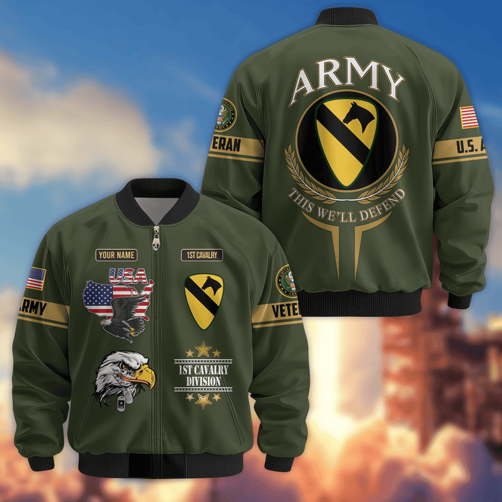 Premium Custom 1st Cavalry Division Bomber Jacket VPVC800271, Waterproof Windbreaker Coat, Army Veteran Gift, Veterans Day Gift.