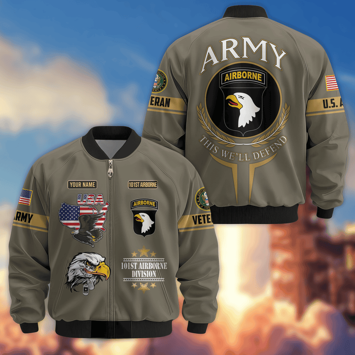 Premium Custom 101st Airborne Bomber Jacket VPVC800276, Waterproof Windbreaker Coat, Army Veteran Gift, Veterans Day Gift.