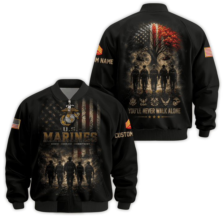 Premium Custom USMC Bomber Jacket VPVC811063, Waterproof Windbreaker Coat, Marine Veteran Gift, Veterans Day Gift.