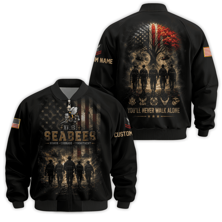 Premium Custom US Seabees Bomber Jacket VPVC811069, Waterproof Windbreaker Coat, Seabees Veteran Gift, Veterans Day Gift.