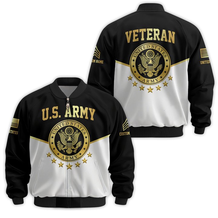 Premium Custom US Army Veteran Bomber Jacket VPVC811261, Waterproof Windbreaker Coat, Army Veteran Gift, Veterans Day Gift.