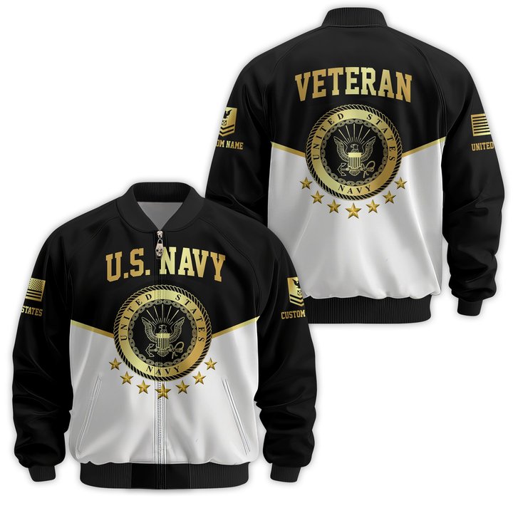 Premium Custom US Navy Veteran Bomber Jacket VPVC811262, Waterproof Windbreaker Coat, Navy Veteran Gift, Veterans Day Gift.