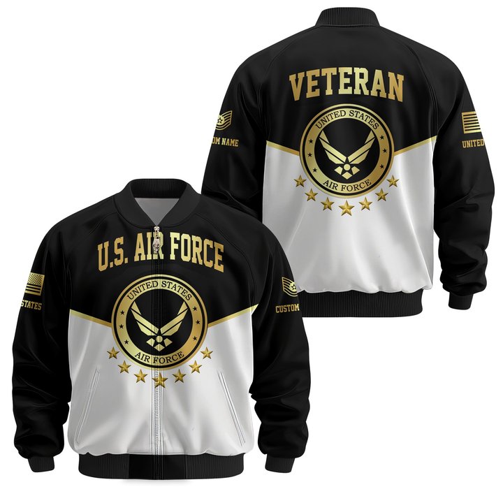 Premium Custom USAF Veteran Bomber Jacket VPVC811264, Waterproof Windbreaker Coat, Air Force Veteran Gift, Veterans Day Gift.