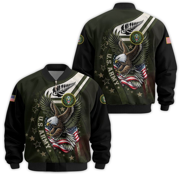 Premium Custom US Army Veteran Bomber Jacket VPVC811501, Waterproof Windbreaker Coat, Army Veteran Gift, Veterans Day Gift.