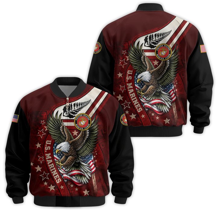 Premium Custom USMC Veteran Bomber Jacket VPVC811503, Waterproof Windbreaker Coat, Marine Veteran Gift, Veterans Day Gift.