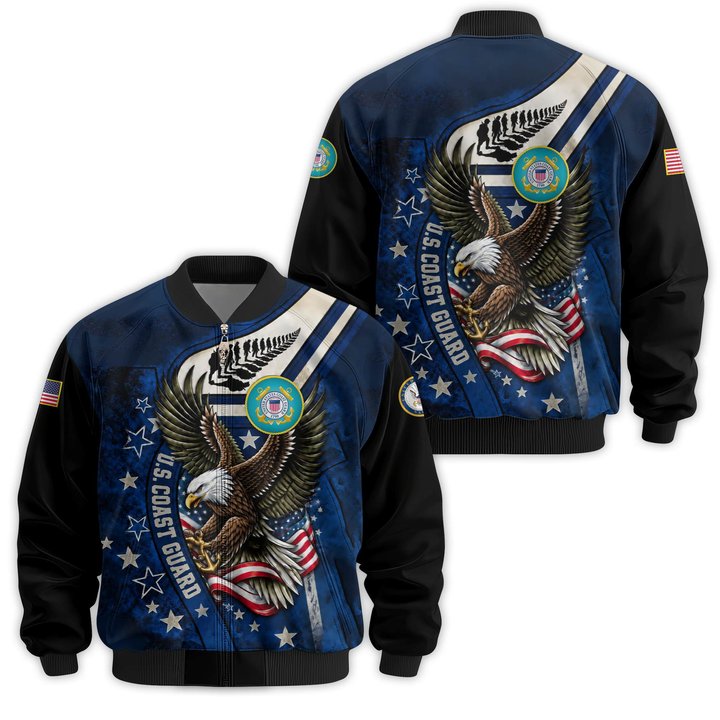 Premium Custom USCG Veteran Bomber Jacket VPVC811505, Waterproof Windbreaker Coat, Coast Guard Veteran Gift, Veterans Day Gift.