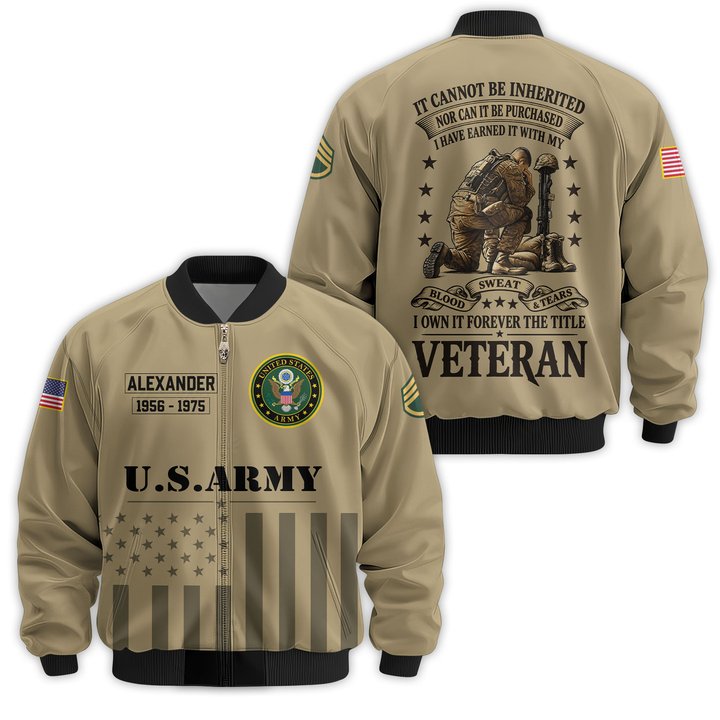 Premium Custom US Army Veteran Bomber Jacket VPVC811511, Waterproof Windbreaker Coat, Army Veteran Gift, Veterans Day Gift.
