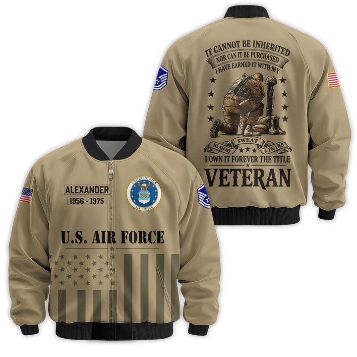 Premium Custom USAF Veteran Bomber Jacket VPVC811514, Waterproof Windbreaker Coat, Air Force Veteran Gift, Veterans Day Gift.