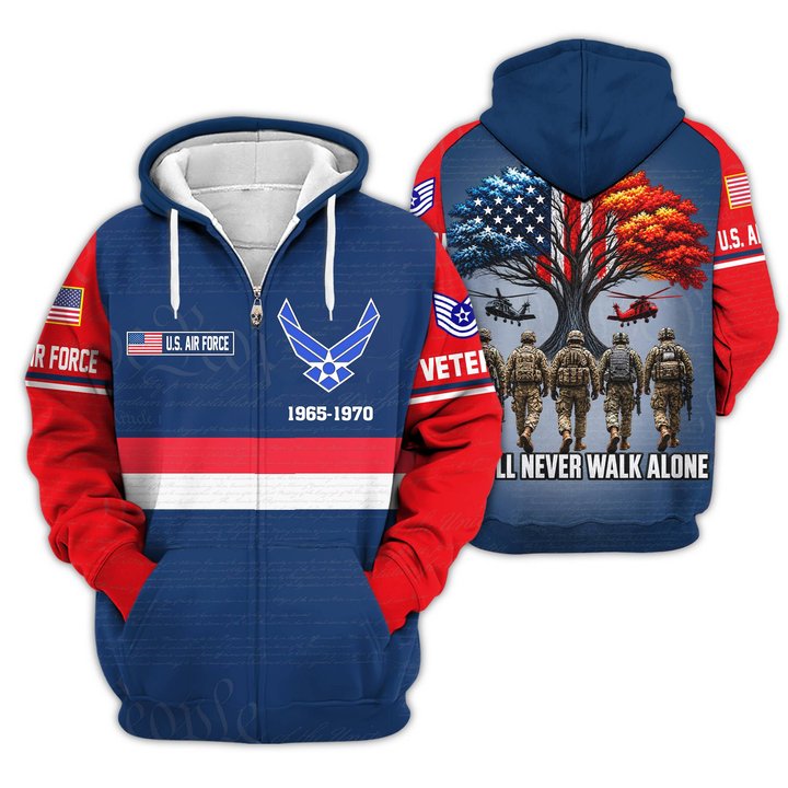Premium Custom USAF Zip Up Hoodie VPVC609534, Gifts For Air Force Veteran, Gifts For Veterans Day.